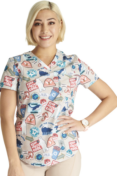 V-Neck Tuckable Print Top