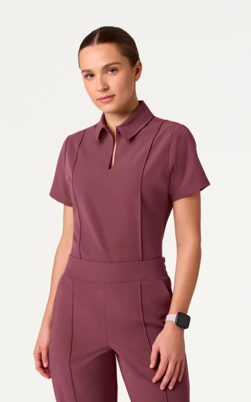 Jaanuu Carys Slim Modern Polo Scrub Top