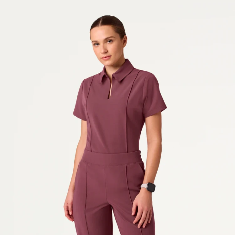 Jaanuu Carys Slim Modern Polo Scrub Top