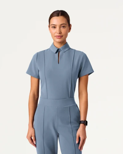 Jaanuu Carys Slim Modern Polo Scrub Top