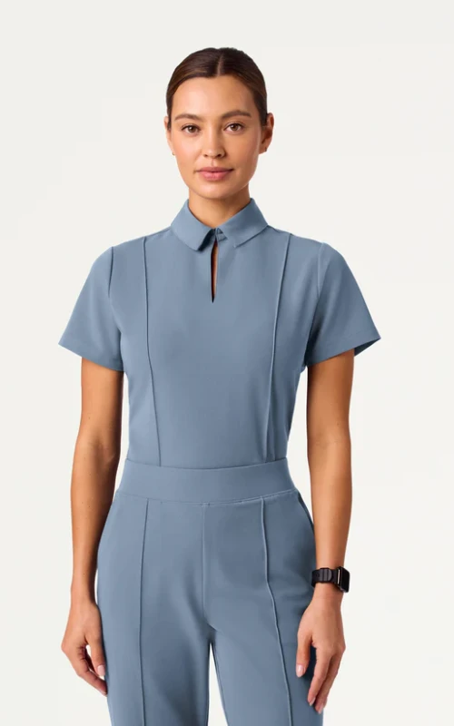 Jaanuu Carys Slim Modern Polo Scrub Top