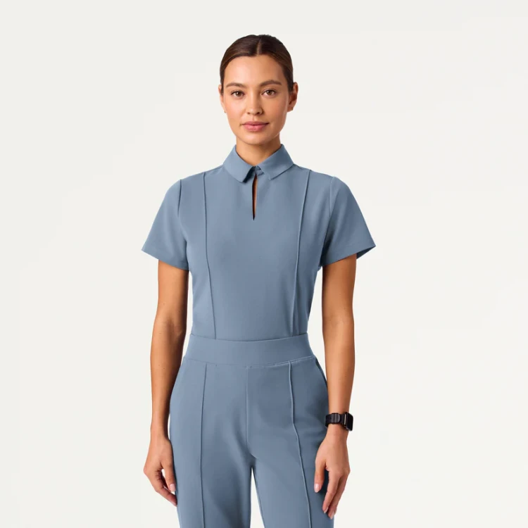 Jaanuu Carys Slim Modern Polo Scrub Top