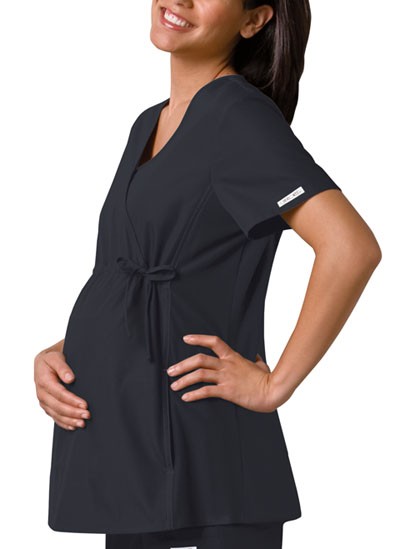 Maternity Mock Wrap Knit Panel Top 2892 BLKB